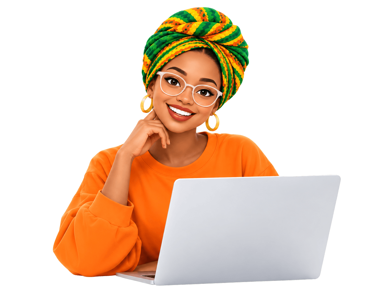 Une professionnelle du marketing souriante, ordinateur portable à la main, prête à piloter ses campagnes avec KIYANZA